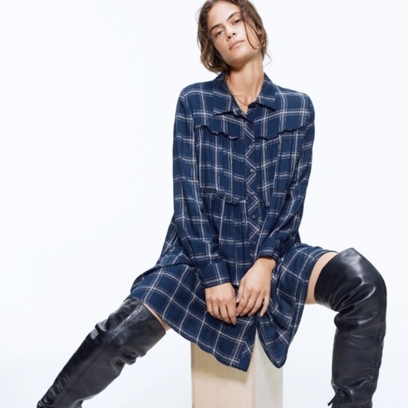 Checked Mini Shirt Dress 🤍 - Picture 4 of 16